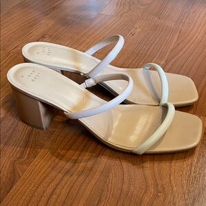 A New Day Women's Nude Square Toe Strappy Heels